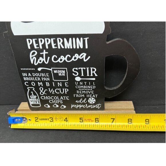 Peppermint Hot Cocoa Cup Sign 9in Double Side Chalkboard Decor Christmas Holiday - Picture 7 of 9